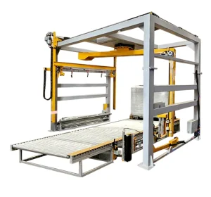 New Automatic Pallet Strapping Heat Shrink Wrapper Vertical Wrapping Machine for Manufacturing Plant Restaurant Use PLC Control