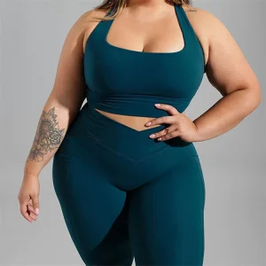 New Custom Activewear Breathable Yoga Wear 5Xl 2 Pieces Bra V Shape Legging Set Plus Size Workout Clothing Sets For Women