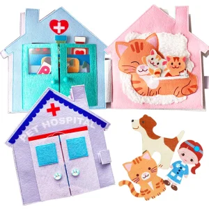 OEM Factory Montessori Quiet Busy Book Felt Educational Toy for Toddler Pet Hospital Child Travel Toy Electronic Pets
