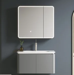 Bathroom Furniture 800mm Bathroom Accessories PVC LED Light Bathroom Cabinet