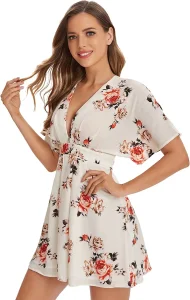 Vestido de playa floral sexy para mujeres de primavera y verano, ropa disponible para diseño de ropa personalizada, impresión de logotipo de marca, precio al por mayor