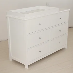 Custom White Modern Dresser &amp; Chest of Drawers Solid Pine Wood Storage Cabinet 6 Drawers for Bedroom and Living Room