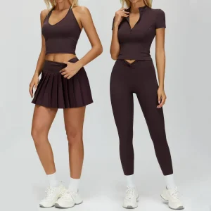 YanRuo Solid V-neck Fashion Yoga Pants 2-Piece Set