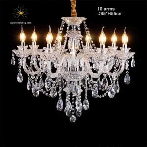 Luxury LED Candle Chandelier Lighting European Classical Indoor Decoration Hanging Lamp Traditional Crystal Pendant Light