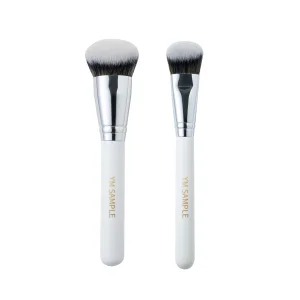 YM White Single Makeup Brush Private Label Custom Logo Dense Hair Angled Foundation Brush Concealer Brush for Liquid Makeup
