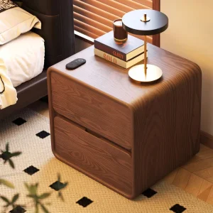 New Solid Wood Modern Minimalist Nightstand with Storage for Bedroom Furniture