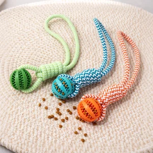 TPR Dog Rope Knot Ball Feeder Leak Proof Food Dispenser