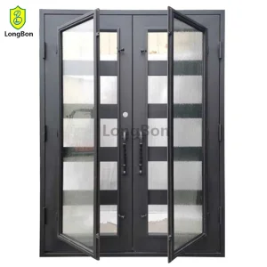 Modern High Security Wrought Iron Double Doors Multi Point Locks
