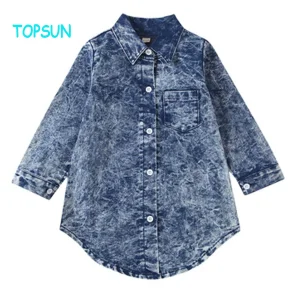 Roupas de Denim Casuais de Manga Longa Personalizadas para Crianças Meninas Meninos Bebês Crianças