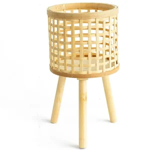 Bamboo Woven Flower Basket Bracket with Leg Decoration Flower Pot Container