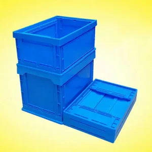 Turnover Box Folding Stackable Turnover Box with Lid Plastic Moving Storage Vegetable Fruit Collapsible Crate