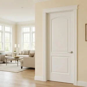 Wood Grain Surface Modern Interior Room Waterproof WPC Door Wooden Wood Plastic Composite PVC Door for Bedroom Bathroom Hotel Apartment School Hospital