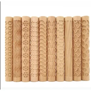 Wood Rolling Pin with Handles in Bamboo with Smooth Finished Perfect for Easy Roti and Dough Rolling at Wholesale Prices