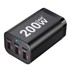 Factory Multi Port Fast Charge Pd QC3.0 USB-C 200W 100W 30W 18W Wall Power GaN USB Charger for Desktop Laptop Mobile Phones iPhone Travel Adapter Custom Logo