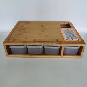 Bamboo Wooden Cutting Board with Containers Grater Storage Box