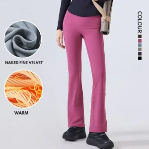 Women's High-Waisted Yoga Pants Stretch Flared Design Fleece