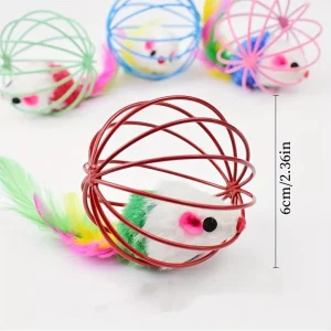 Playpal Cat Toy Cage Mouse Teaser Wand With Artificial Feather Tail