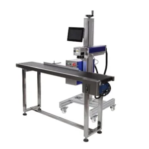 30w 50w Desktop Automatic Visual Positioning Fiber Laser Marking Machine With Conveyor Belt