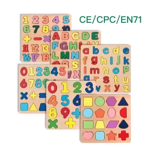 Manufacturer Wooden Alphabets Number Shape Board Montessori Learning 3D Letter Puzzle Game Educational Toy For Kids Boys Girls