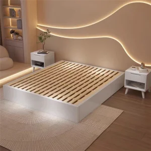 Elegant Solid Wood Tatami Bed with Modern Storage Solutions