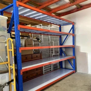 Warehouse Steel Storage Rack 4-Layer Adjustable Shelf Unit with High Capacity Electrostatic Powder Coated Corrosion Protection