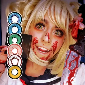 Popular Halloween Costume Crazy Eyes Contact Lens  Psyeche Brand Soft HEMA Korea Material 40% Water 14.50mm Coral Contact Lenses