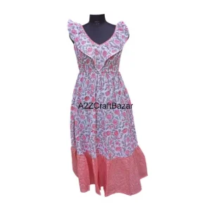 Latest Fully Cotton Red Floral Cocktail Dress