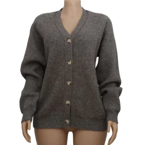 42% Acrylic 28% Nylon 30% Polyester, Gauge 7, Loose Winter V-Neck Open Placket Classical Women Stylish Knitted Sweater Cardigan