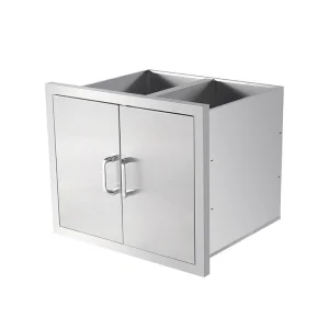 Armarios de despensa de acero inoxidable de dos puertas elegantes para exteriores