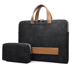 15.6 Bolsa para Laptop de Couro PU Forrada com Microfibra Super Fina de 15 Polegadas