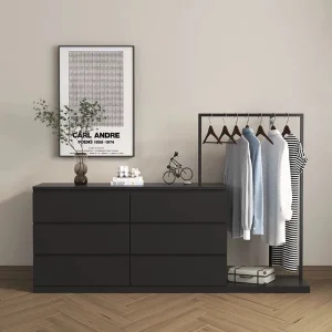 Wholesale Bedroom Wood Clothes Shelf Garment Hanger Coat Rack with Storage Drawers