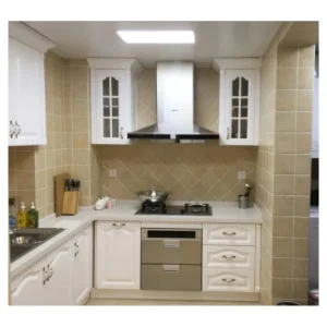 Home Furniture White Lacquer Finish Handleless Design Kitchen Cabinets with Kitchen Island Basic Customization