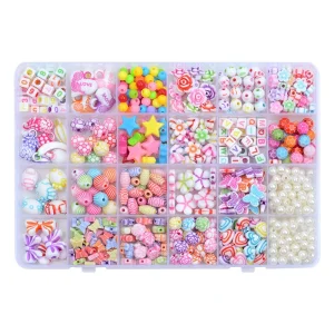 Multicolor 32-Grid Craft Beads Kit for DIY Jewelry Making, Assorted Letter/Flower/Pearl Beads for Bracelet Necklace