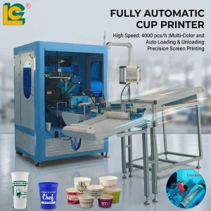 New Automatic Rotary Screen Printer LED UV Curing 4000 PC/Hr 8-Station for PP PET Paper Cups High Quality Logo Print