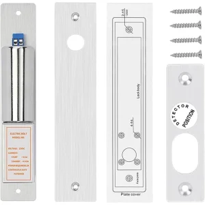 2-Wire Electric Bolt Lock with Metal Electronic Strike and Magnetic Sensing, for Embedded Installation in Framed/Frameless Glass Doors
