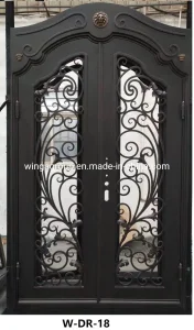 Half Head Art Forged Wrought Iron Steel Metal Entry Door