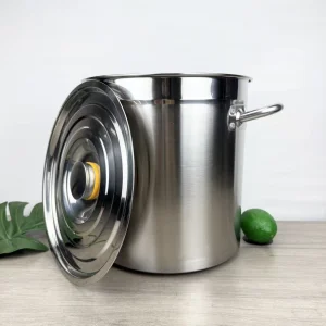 5.0 Commercial Restaurant Large Cooking Pot Soup Stock Pot Stainless Steel Heavy-duty Cookware Induction Big Cooking Pots