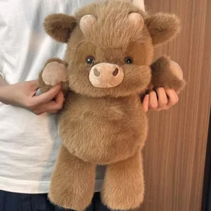Washable Realistic Highland Cow Stuffed Animal Toys Easy Clean Plush Doll Toy For Family Daily Use