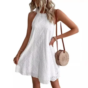 Vestido de verano sin mangas de encaje para mujer
