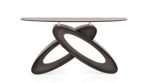 Mesa consola elegante y moderna de madera oscura y vidrio para comedor y sala de estar
