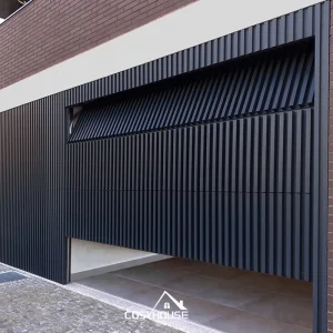 Modern Vertical Bi Folding Tilt up Deco Batten Garage Doors Slatted Aluminium Flush Mount Sectional Garage Door