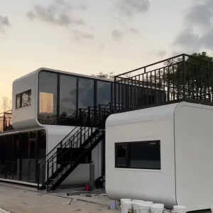 Cabaña de lujo ecológica de manzana, cabaña ecológica modular de acero