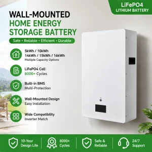 Wall Mounted Solar Lifepo4 Lithium Batteries 48V 51.2V 100Ah 200Ah 5kWh 10kWh 15kWh 16kWh Lifepo4 Lithium Power Wall Battery