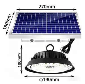 100W Luz Solar Super Brillante LED Luz de Alta Bahía Luz Colgante Tipo Dividido Ahorro de Energía Sin Factura de Electricidad para Almacén Granja Cobertizo Luz de Techo Industrial