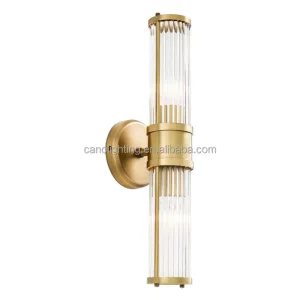 Indoor Brass Wall Lamps Simple LED Wall Light Bedroom Bedside Vintage Glass Sconce