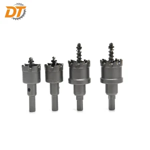 DT 4 Pcs 1 Inch Cut Depth with Detachable Pilot Drill Bits TCT Hole Saw Drill Bit Set for Stainless Steel Hard Metal Plastic