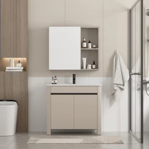 Modern Design Aluminium Bathroom Furniture Floor Mounted Washbasin Vanity Cabinets for Hotel Use