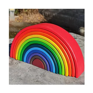 Rainbow Wooden Blocks Building Set