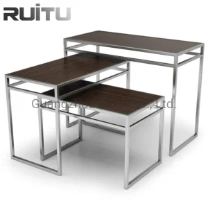 Wedding Party Buffet Catering Solid Wooden Table Top Cupcake Dessert Food Display Rectangular Stainless Steel Restaurant Hotel Banquet Wood Dining Table