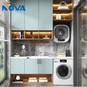 Modern Wood Balcony Cabinet for Home Furniture for Living Room Use Balcony Storage Solution for Washing Machine